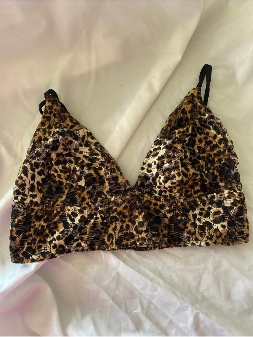 Hummingbird Leopard Print Lace Bralette - Brown & Black
